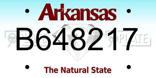 B648217 Arkansas License Plate