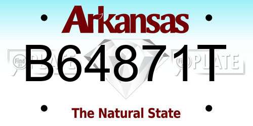 B64871T Arkansas License Plate