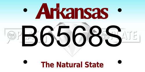 B6568S Arkansas License Plate