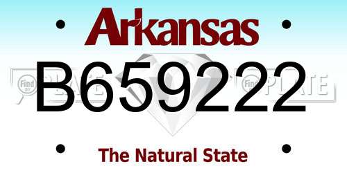 B659222 Arkansas License Plate
