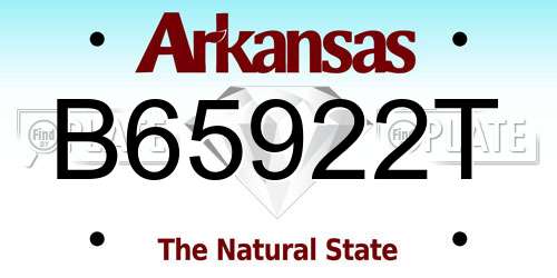 B65922T Arkansas License Plate