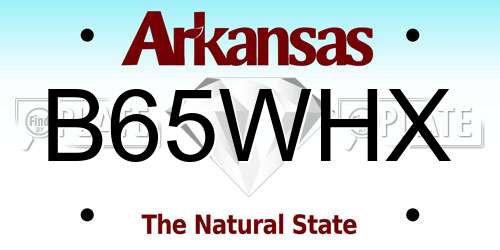B65WHX Arkansas License Plate