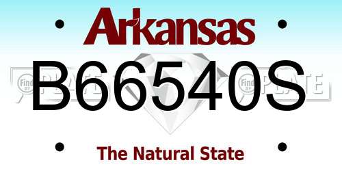 B66540S Arkansas License Plate