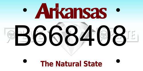 B668408 Arkansas License Plate