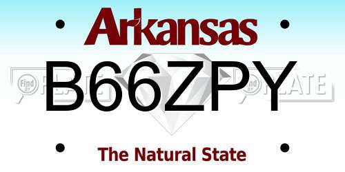 B66ZPY Arkansas License Plate