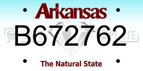 B672762 Arkansas License Plate