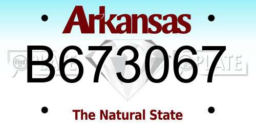 B673067 Arkansas License Plate