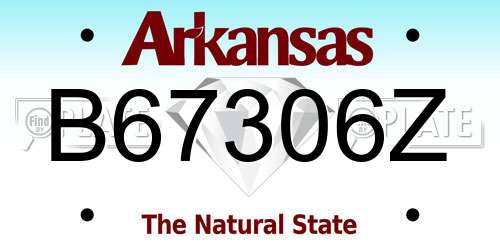 B67306Z Arkansas License Plate