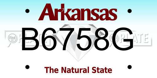 B6758G Arkansas License Plate
