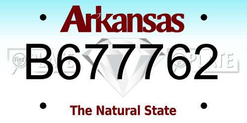 B677762 Arkansas License Plate