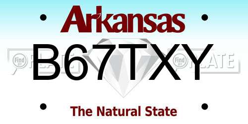 B67TXY Arkansas License Plate