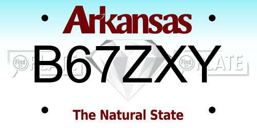 B67ZXY Arkansas License Plate