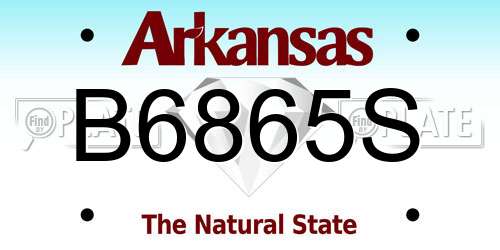 B6865S Arkansas License Plate