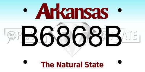 B6868B Arkansas License Plate