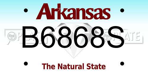 B6868S Arkansas License Plate