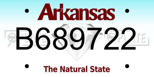 B689722 Arkansas License Plate