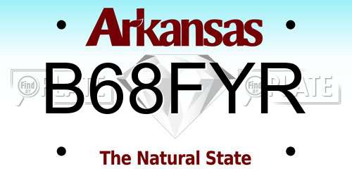 B68FYR Arkansas License Plate