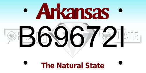 B69672I Arkansas License Plate