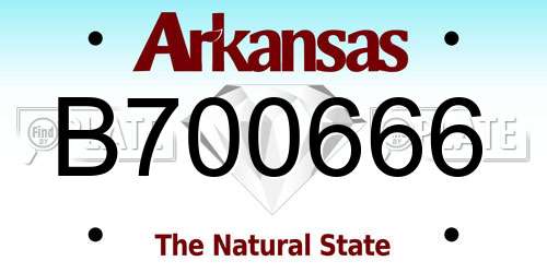 B700666 Arkansas License Plate