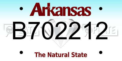 B702212 Arkansas License Plate