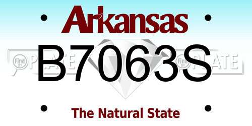 B7063S Arkansas License Plate