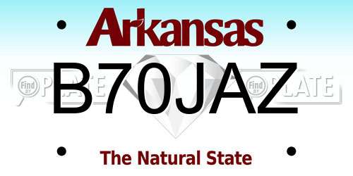 B70JAZ Arkansas License Plate