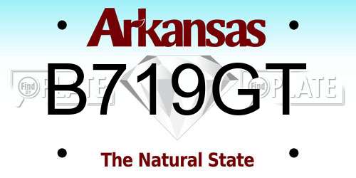 B719GT Arkansas License Plate