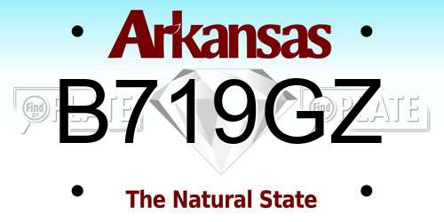 B719GZ Arkansas License Plate