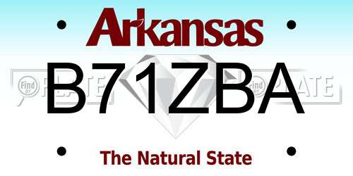 B71ZBA Arkansas License Plate