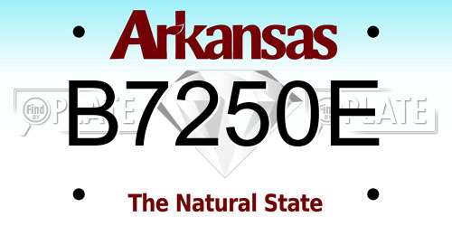 B7250E Arkansas License Plate