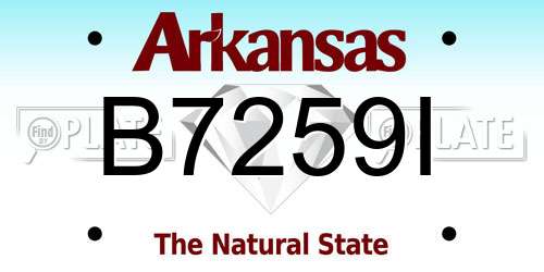 B7259I Arkansas License Plate
