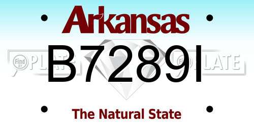 B7289I Arkansas License Plate