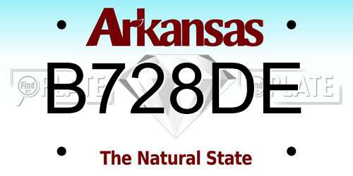B728DE Arkansas License Plate