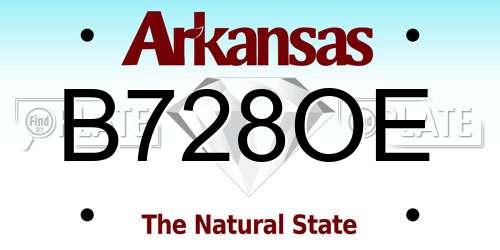 B728OE Arkansas License Plate