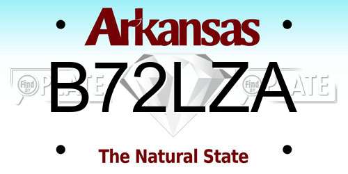 B72LZA Arkansas License Plate