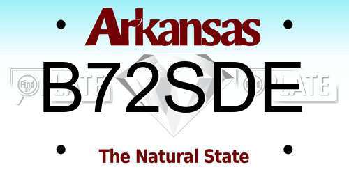 B72SDE Arkansas License Plate