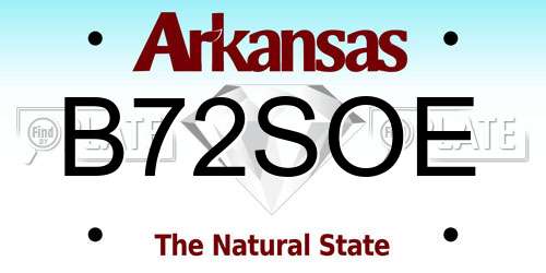 B72SOE Arkansas License Plate