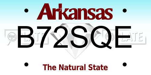 B72SQE Arkansas License Plate