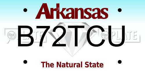 B72TCU Arkansas License Plate