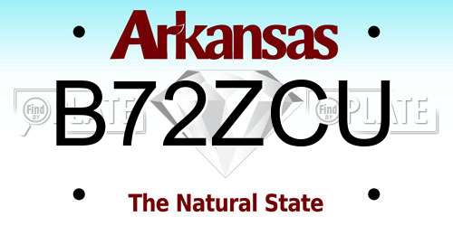 B72ZCU Arkansas License Plate
