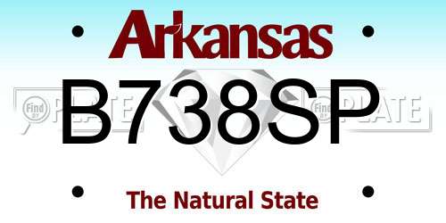 B738SP Arkansas License Plate