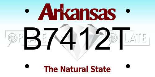 B7412T Arkansas License Plate