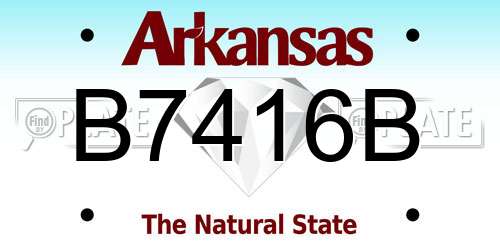 B7416B Arkansas License Plate