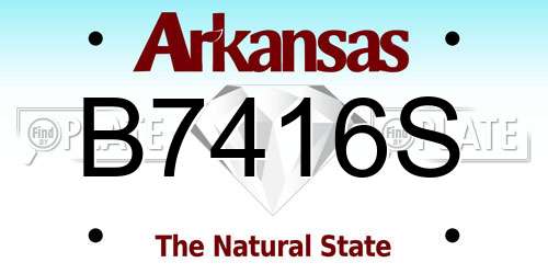 B7416S Arkansas License Plate