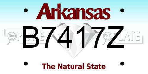 B7417Z Arkansas License Plate