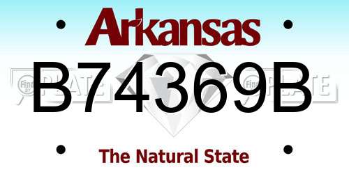 B74369B Arkansas License Plate
