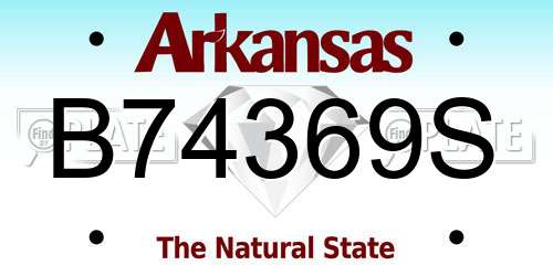 B74369S Arkansas License Plate