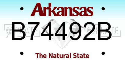 B74492B Arkansas License Plate