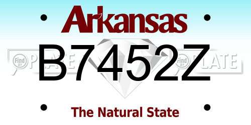 B7452Z Arkansas License Plate