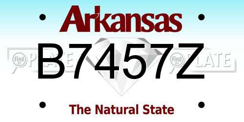 B7457Z Arkansas License Plate